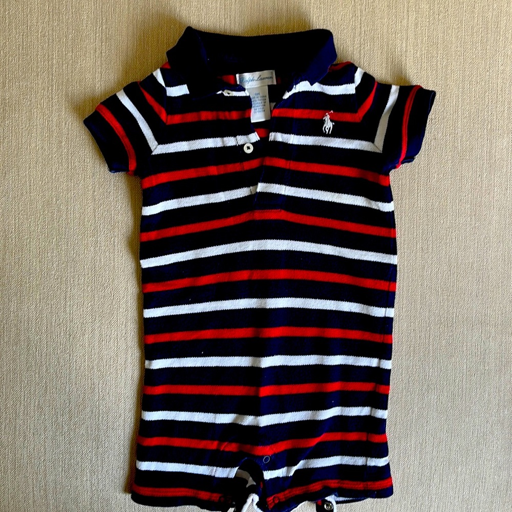 Newborn, Ralph Lauren striped cotton shortall
